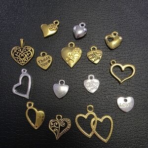 Gold and Silver Heart Charm Set